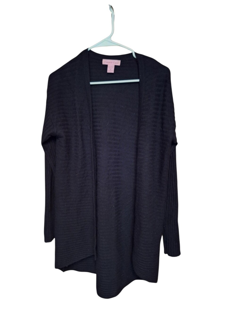 Cashmere Cache 100% Cashmere Black Open Style Cardigan Sweater Ladies Medium
